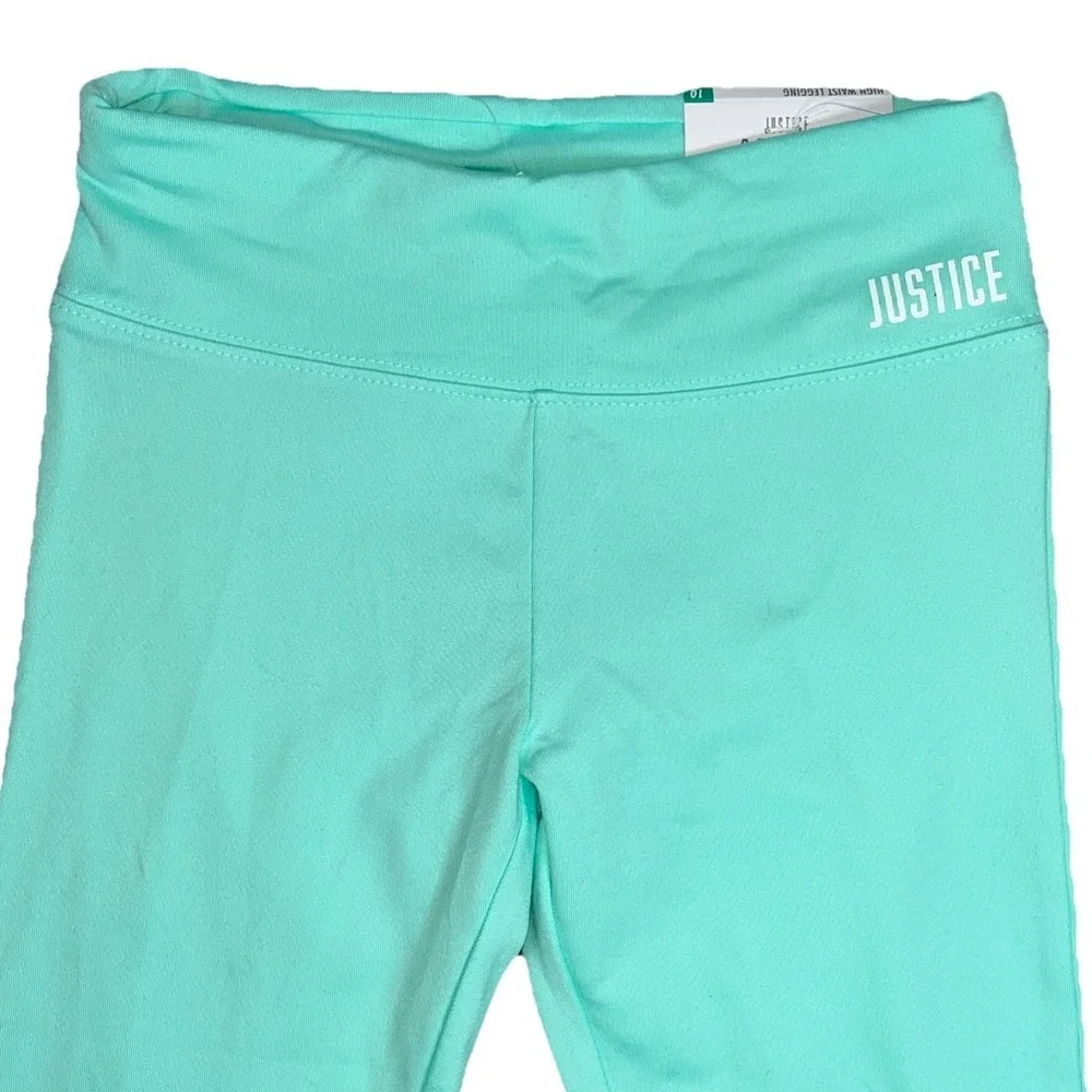 Justice Girls High‎ Waist Neon Green Colorful Sports Casual Leggings Size 10 NWT